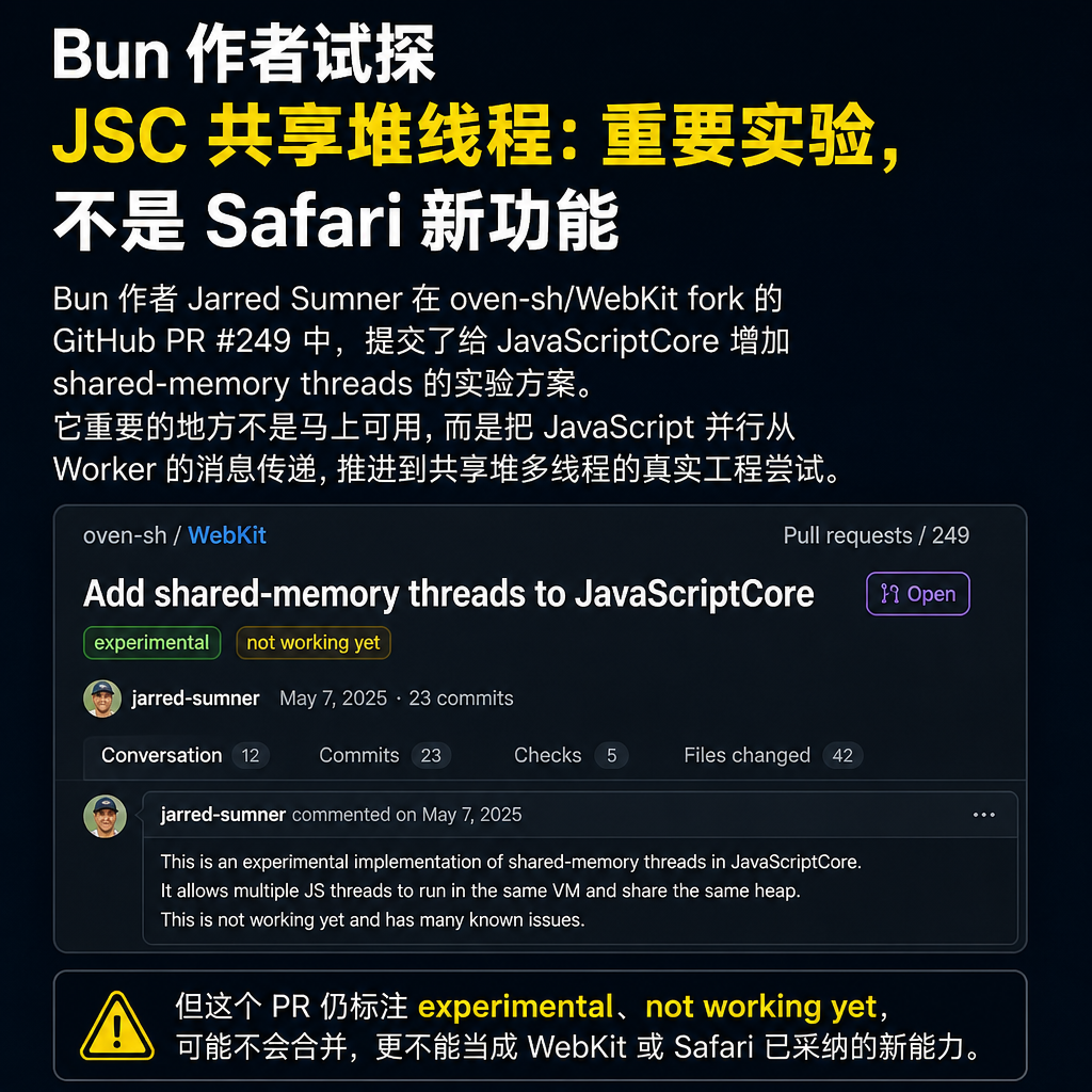 Bun 作者试探 JSC 共享堆线程：重要实验，不是 Safari 新功能
