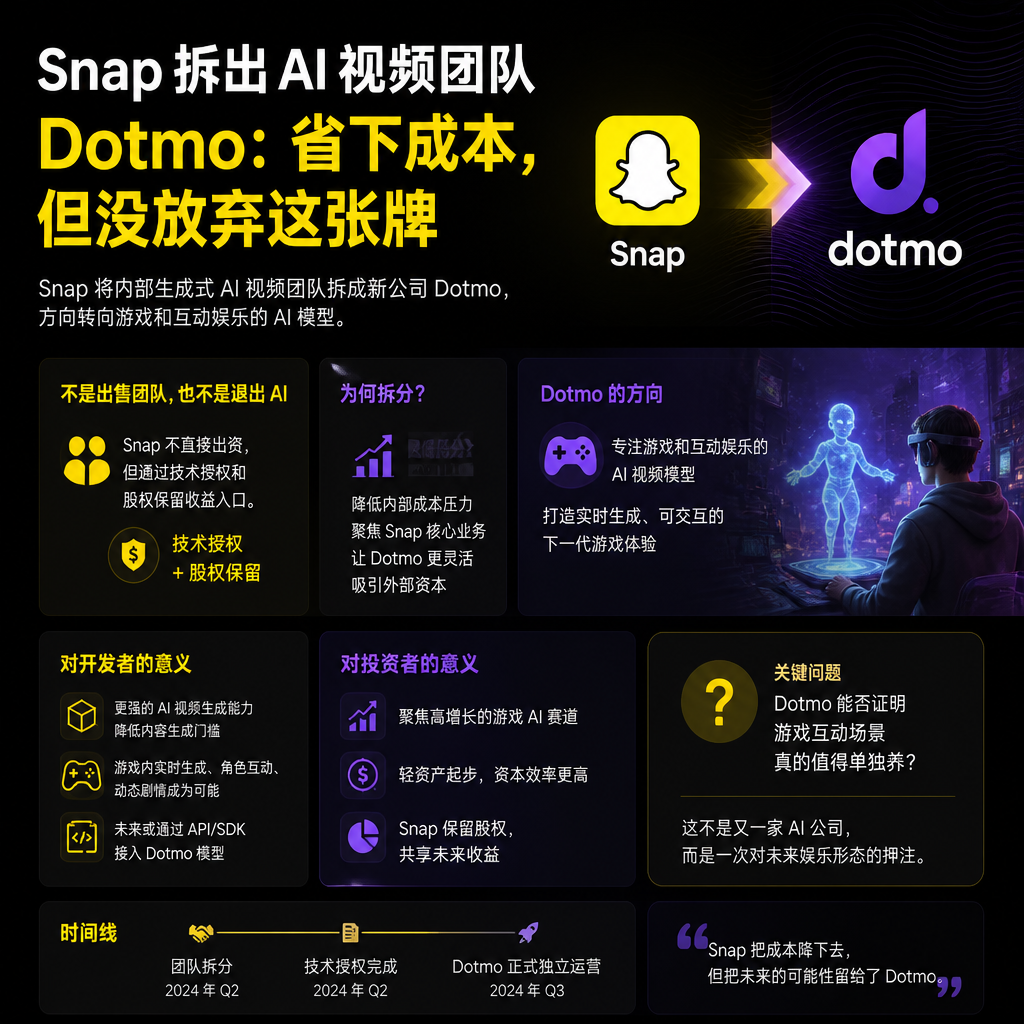 Snap 拆出 AI 视频团队 Dotmo：省下成本，但没放弃这张牌