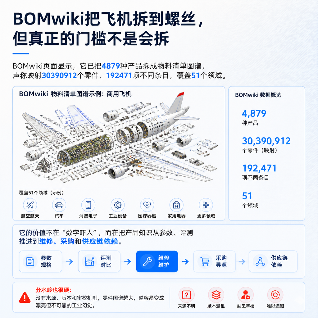 BOMwiki把飞机拆到螺丝，但真正的门槛不是会拆